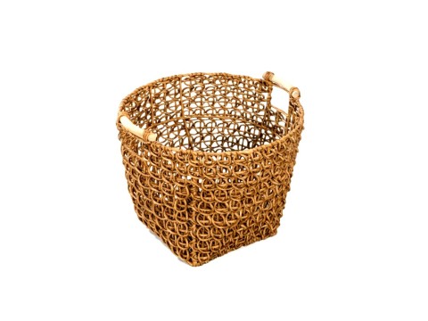 Pro PE Resin Loop-Weaving Basket with Wooden Handles